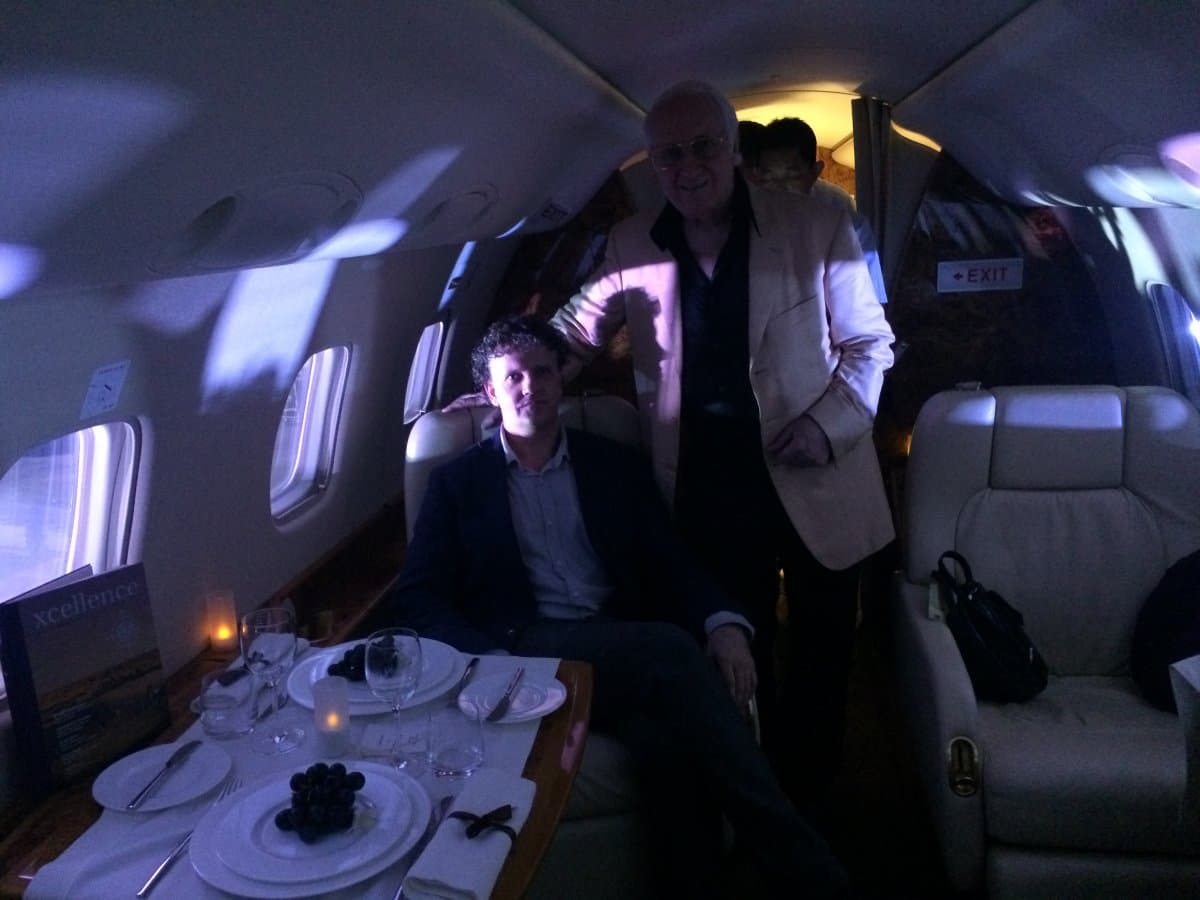 Sampling a private jet experience with my colleague Eric Banks at the Millionaire Asia launch.